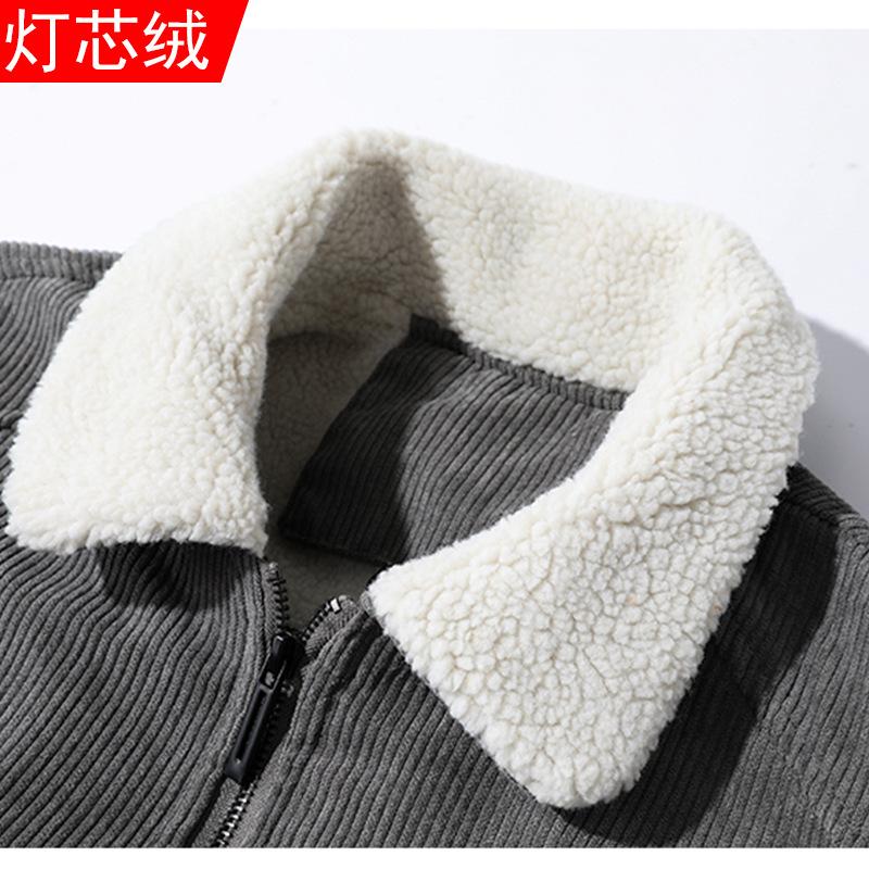 Зимняя вельветовая куртка мужская мантия хлопок флис зимняя хлопковая куртка лацкан овчина мужская куртка одежда для папы