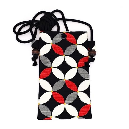 Чехол Maruzen Pochette для аксессуаров смартфона, Shippo (Семь Сокровищ) Узор, Красный/Черный, Сделано в Ja