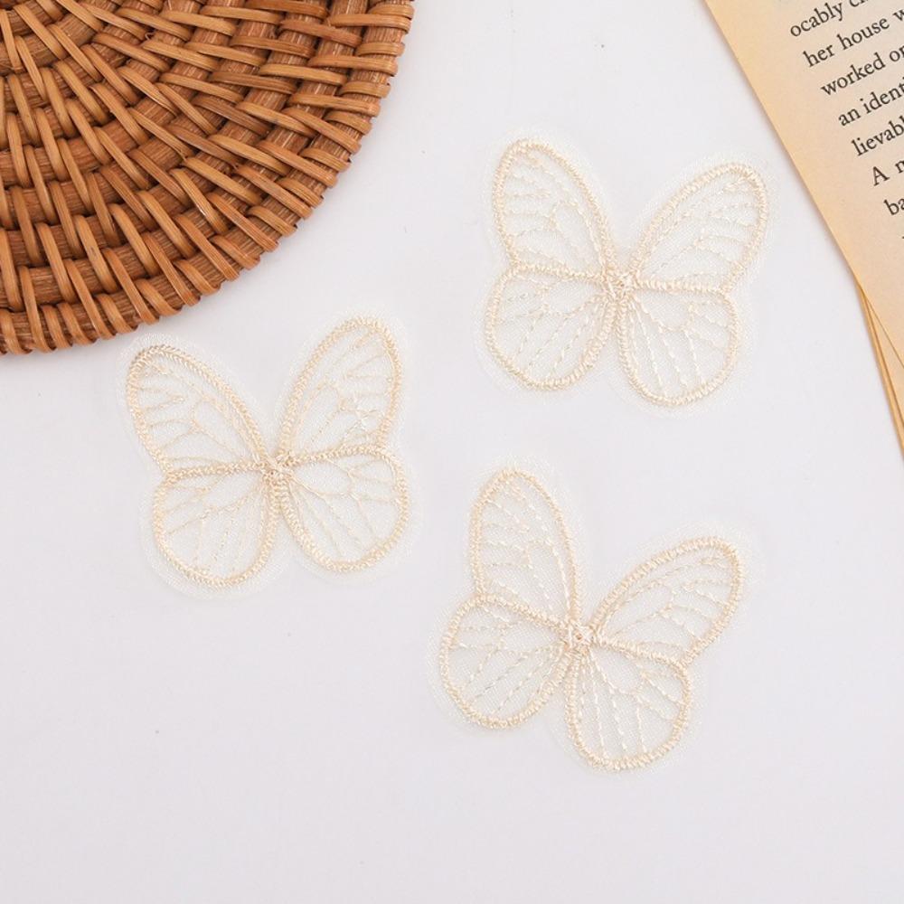 100pcs 4.5CM Chiffon Butterfly 3D Simulation Mesh Butterfly Patch Hair Clip Accessories