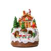 Resin Christmas Ornaments Popcorn Wagon Santa Claus Musical Village Scene Decor Snowy View LED Lights
