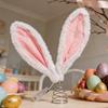 Easter Rabbit Ear Tree Topper with LED Light Plush Bunny Ears Christmas Tree Top Decoration with Metal Spring Easter Home Holiday Party Ornament