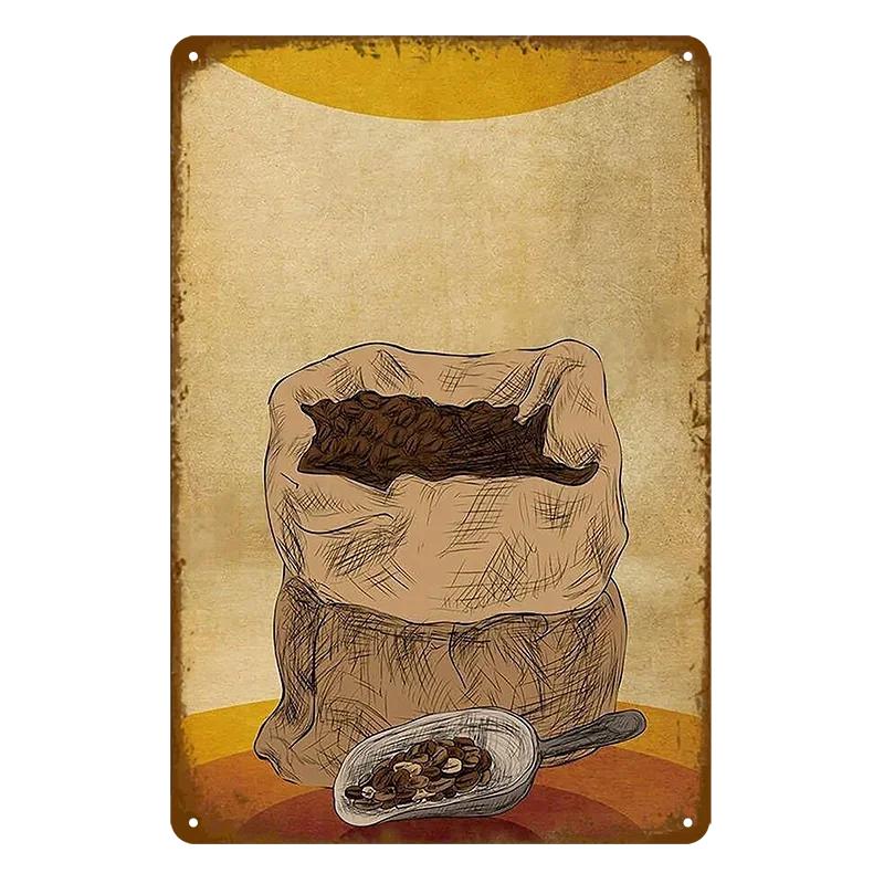 Винтажный кофейный бар, металлические жестяные вывески, Декор, настенная художественная вывеска, плакаты, украшение на стену, кофейная табличка, вывеска для кафе