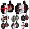 Cross Knight Cosplay Sweatshirt Soft Comfortable Unisex 3d Printed Hoodie Jacket For Medieval Style