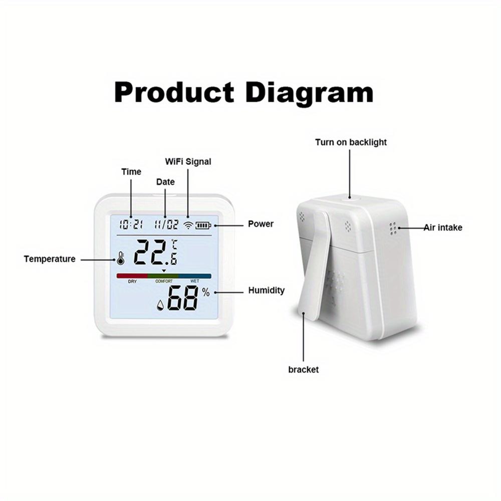 WiFi датчик температуры и влажности Tuya, умный термометр и гигрометр с подсветкой для умной жизни, поддерживает Alexa и Google Home.