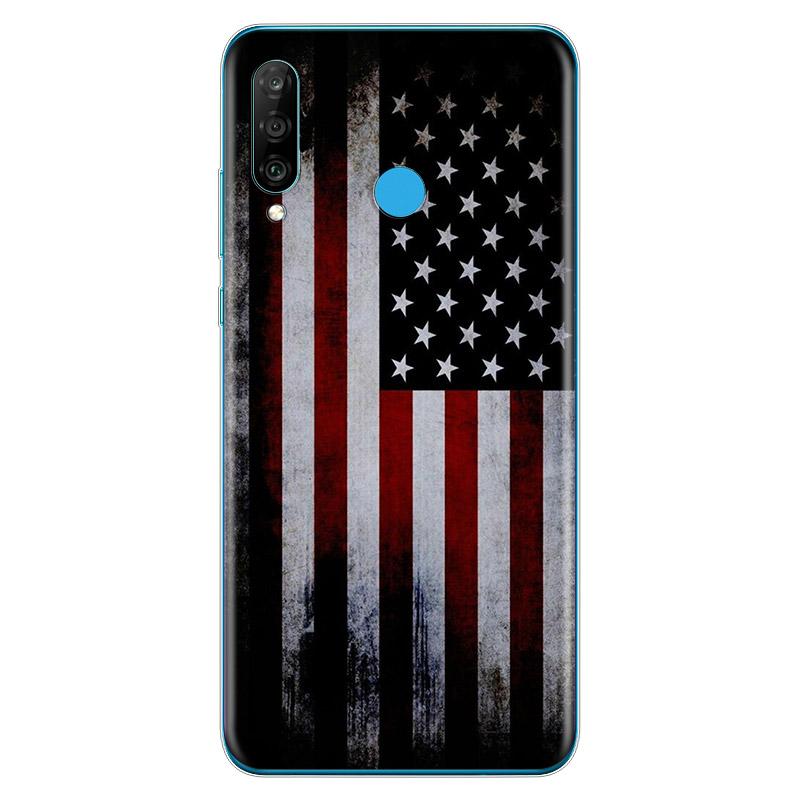 Thin Blue Line American Flag Soft TPU Silicone Cover For Huawei P40 P30 P20 Pro P10 P9 P8 Lite E Plus 2019 2017 Phone Case