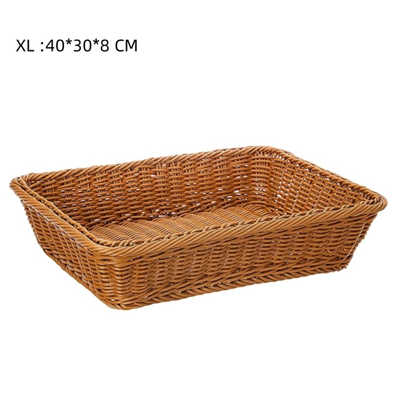 20/25/30 см круглая корзина для фруктов из искусственного ротанга, корзина для хранения всякой всячины, плетеная вручную коробка для хранения, товары для хранения на кухне