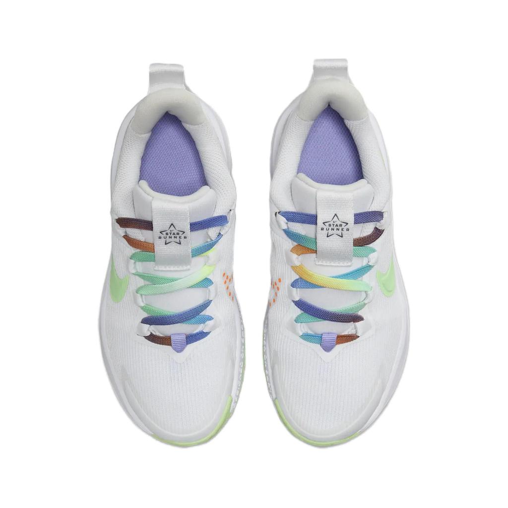 Nike Star Runner 4 Нескользящая Амортизация Дышащая Поддержка Низкие Детские Беговые Кроссовки Белый Зеленый Детские FN4980-100