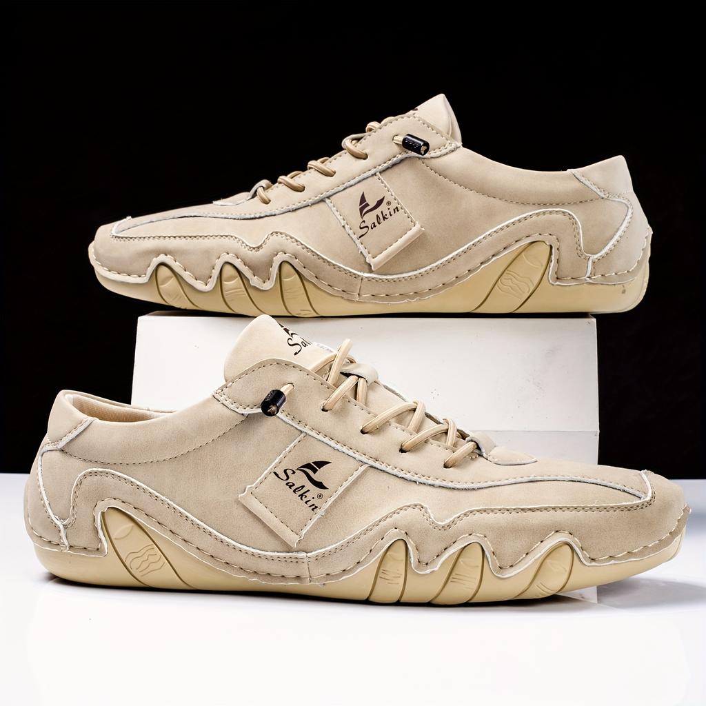 Новые повседневные кроссовки в стиле ретро с прострочкой, дышащие износостойкие нескользящие туфли на шнуровке для мужчин на открытом воздухе