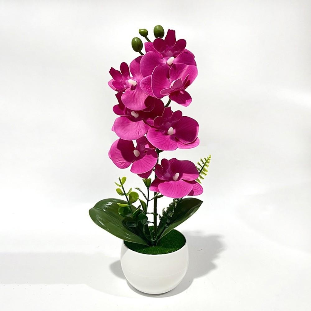 Pink Simulated Flower Butterfly Orchid Potted Artificial Faux Plants Indoor Decoration
