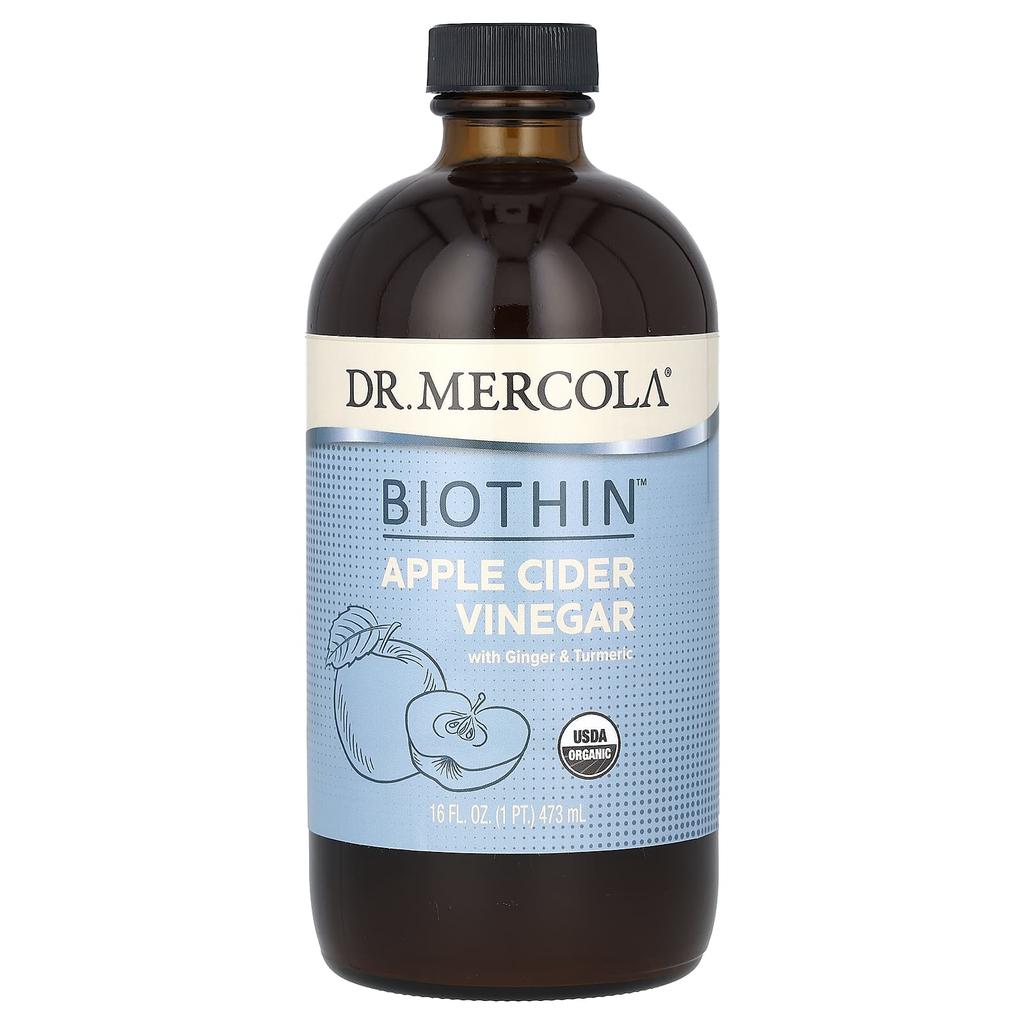 Доктор. Mercola, Biothin, с яблочным уксусом, имбирем и куркумой, 16 жидких унций (473 мл)
