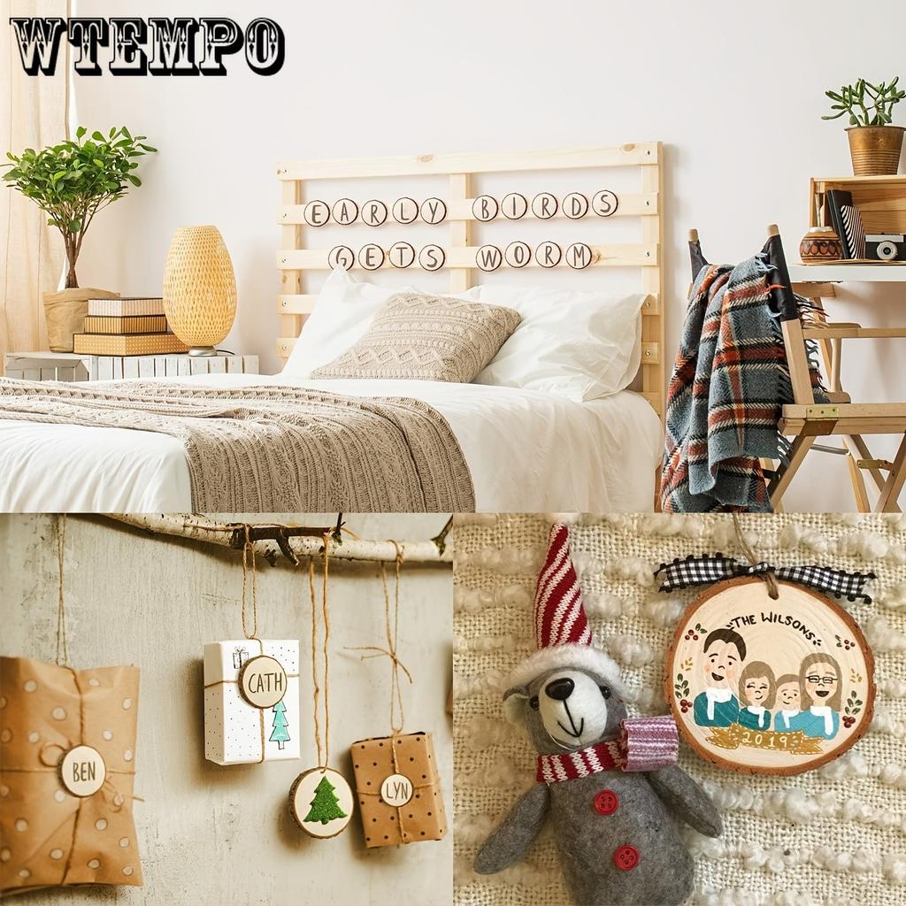 20 шт. Деревянные спилы без отверстия, 2,4-2,8 дюйма Деревянные круги для DIY поделок, Рождественское украшение, Декор