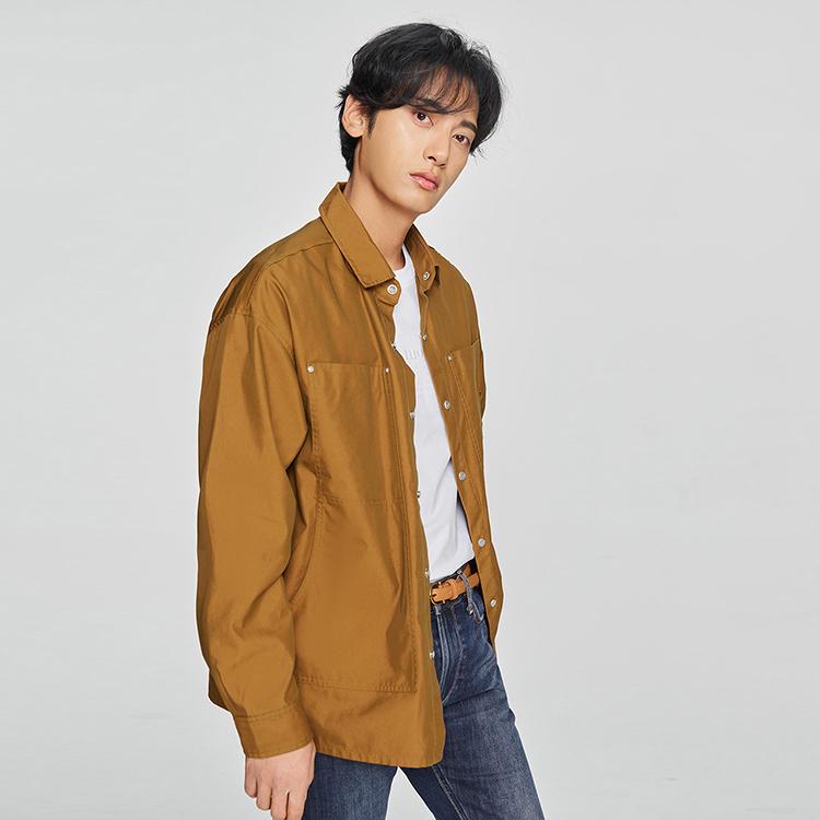 Lee Shirts Men's Brown Lapel Moderate Straight Fit LMT010319207690A07959
