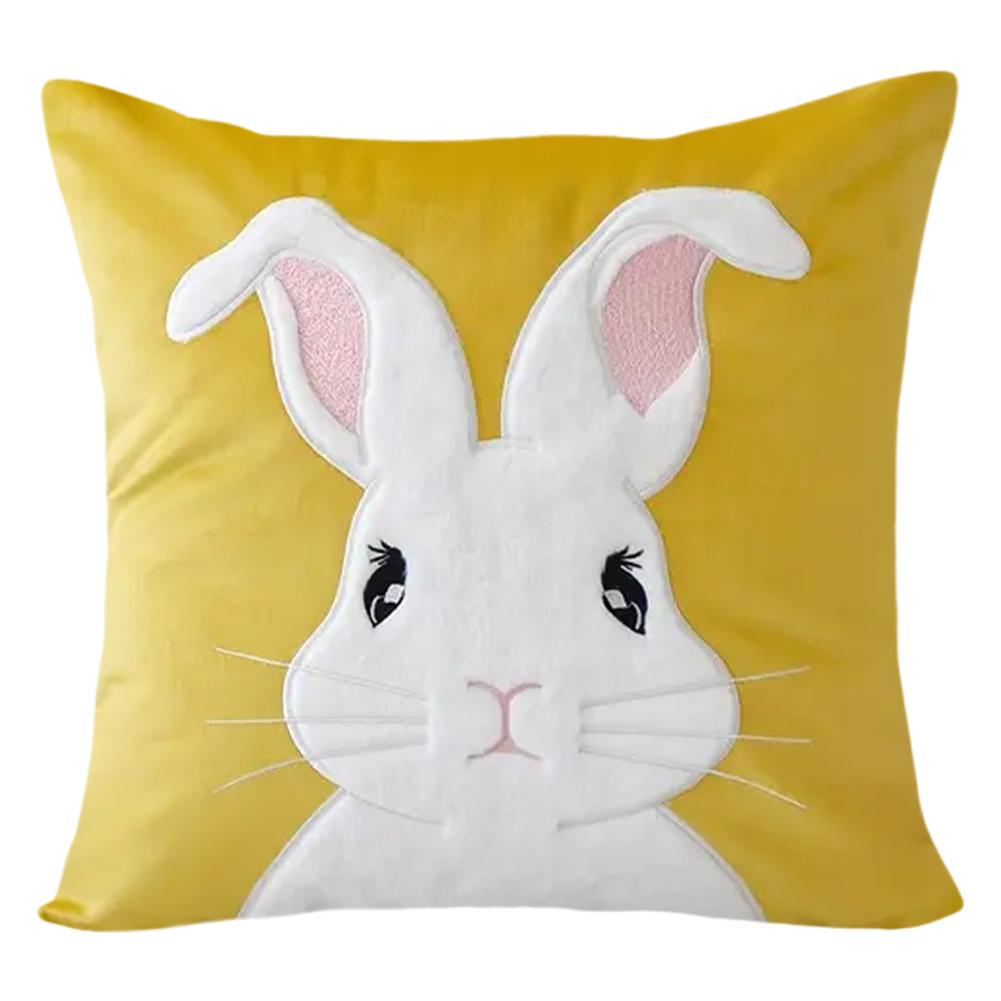 Easter Bunny Soft Cushion Case 45x45cm Bunny Faux Fur Pillow Case Rabbit Pattern Decorative Throw Pillowcase