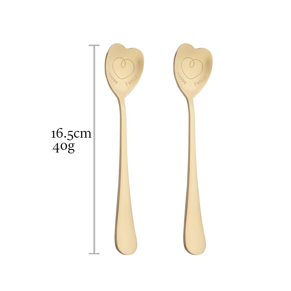 2 шт., ложка из нержавеющей стали в форме сердца, Золотая ложка, кофейная ложка, праздничные подарки, кухонные аксессуары, украшение для посуды