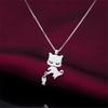 New Simple Creative Cute Kitten And Fish 925 Sterling Silver Jewelry Fashion Animal Popular Cat Clavicle Chain Necklaces Xl069