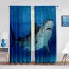 3D Shark Fish Ocean Marine Theme Sheer Voile Curtain for Living Room Window Chiffon Blinds Bedroom Tulle Drape Kitchen Curtains