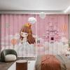 2-панельные шторы для комнаты принцессы в розовом цвете с рисунком в виде замка единорога и радужного рисунка для девочек, шторы для детской спальни cortina