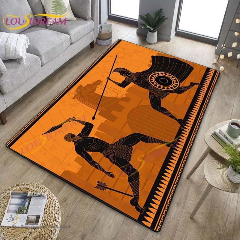 3D Египетский ковер «Древний всадник», греческий ковер, ковер Древнего Египта для гостиной, спальни, кухни, греческий домашний декор, нескользящий напольный коврик