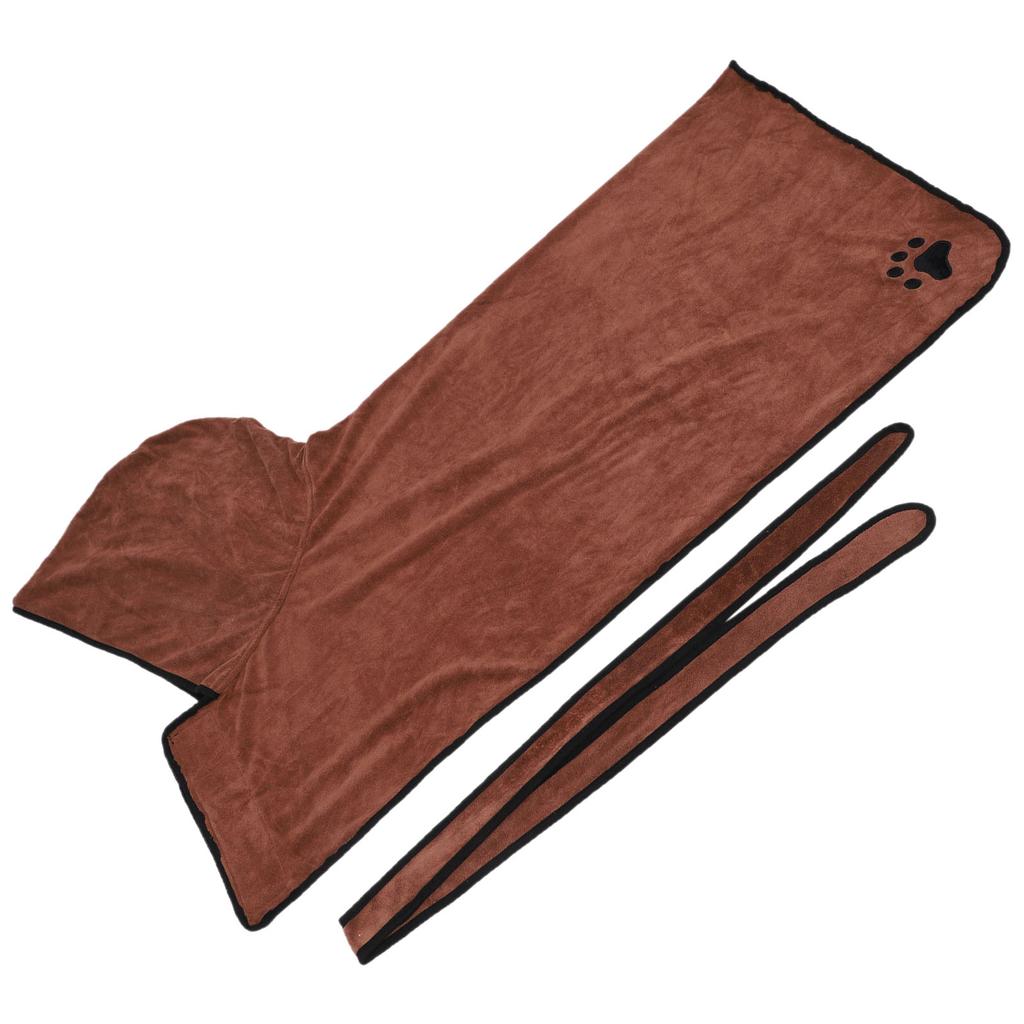 Халат для домашних животных, впитывающий воду, для собак, кошек, носимое полотенце с капюшоном и поясом, коричневый, XL