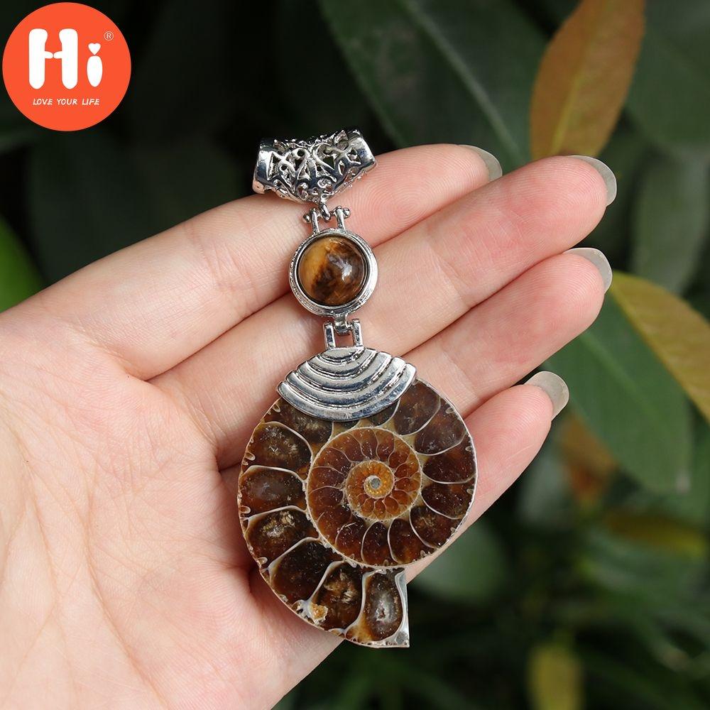Привет узор Тигровый глаз Каменные бусины Кабошон Раковина Камень Подвеска Аммонит Ископаемый камень Подвеска