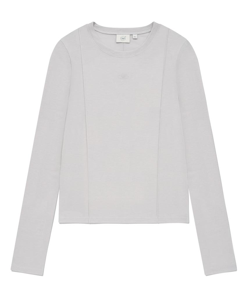 COVERNAT WOMAN Round Neck Slim Long Sleeve Light Gray