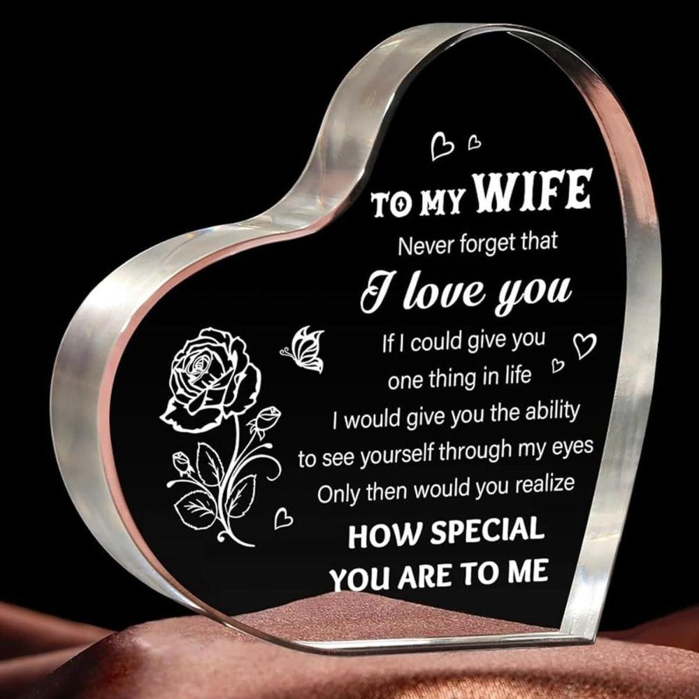 Персонализированный Акриловый Блок в Форме Сердца Подарок На День Матери Настольный Сувенир Табличка В Форме Сердца