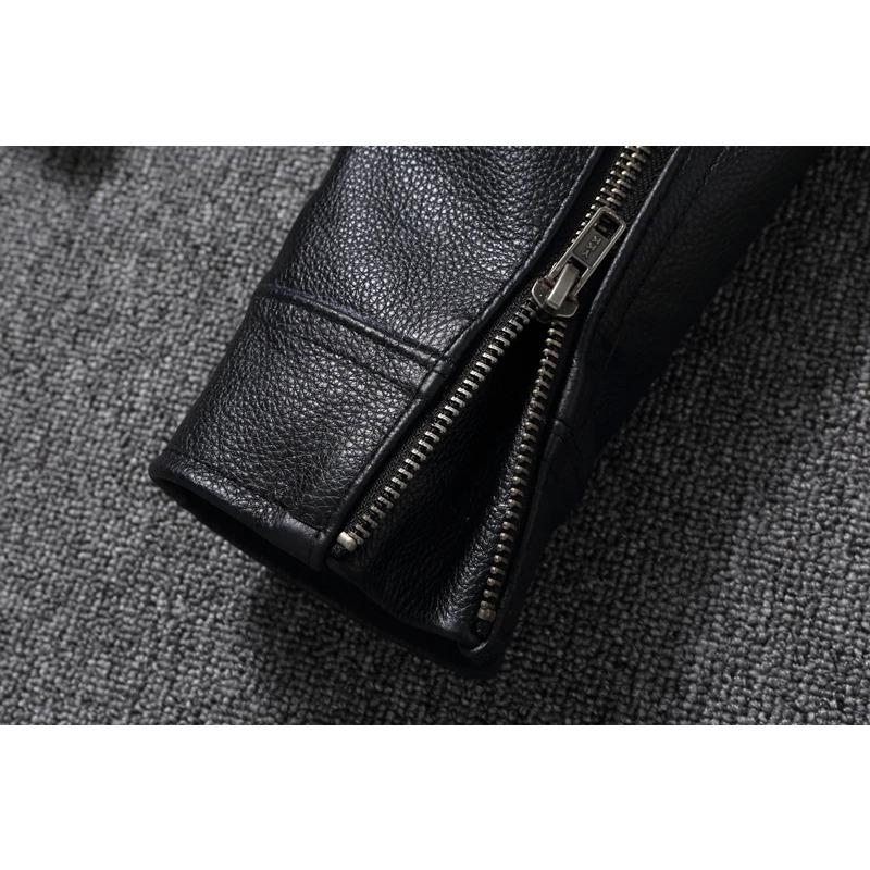 Китайский размер Повседневная натуральная воловья кожаная мужская куртка облегающая черная кожаная куртка мужское пальто мужская кожаная куртка весна осень