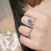 Серебряное кольцо S925 с французским сапфиром и цирконом, двухслойное, с бриллиантами, свадебный набор