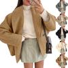 Women's Fashion Solid Color Collar Long Sleeve Pocket Button Jacket