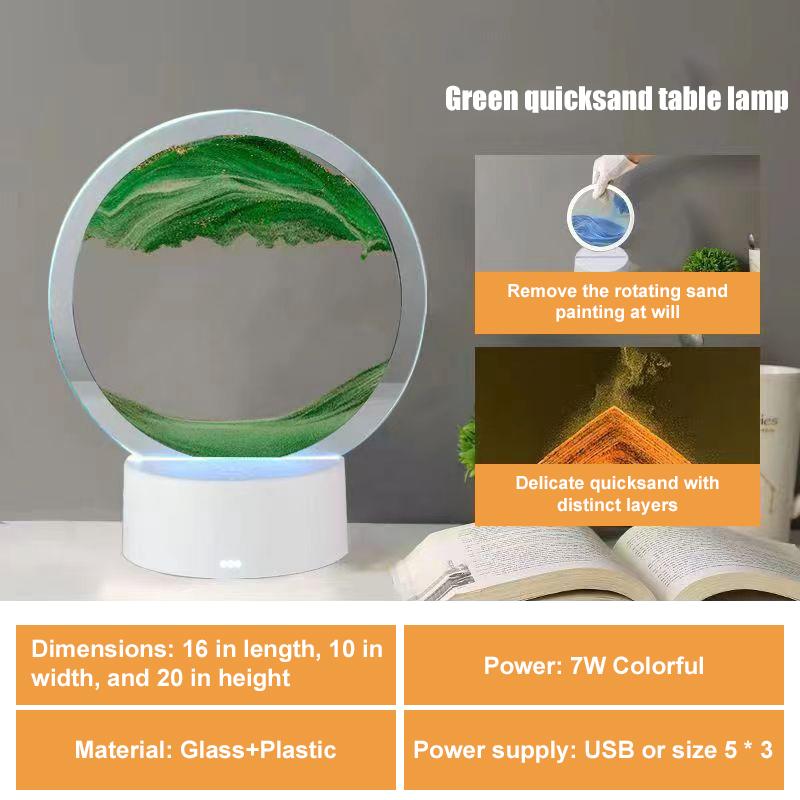 LED RGB Sand Painting Table Lamp Flowing Hourglass Desktop Ornament 3D Sandscape Lamp Suitable for Desk Bedroom Bedside Lamp