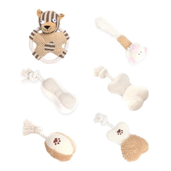 Игрушка-пищалка для собаки, мягкая плюшевая игрушка для собаки с узлом из веревки для щенков, маленьких, средних, крупных собак, для чистки зубов, от скуки