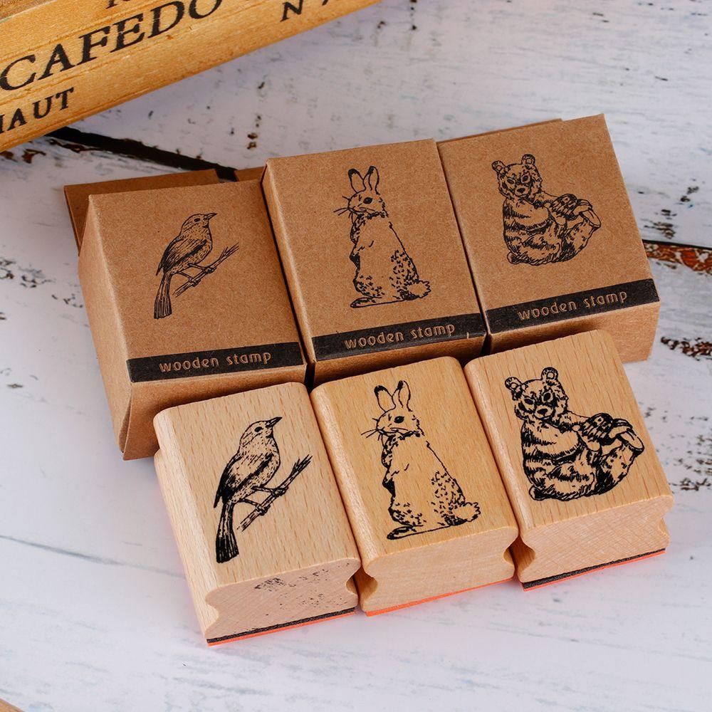 New Stamping For Letters Diary Wooden Rubber Stamps Animal Stamps DIY Craft Scrapbooking