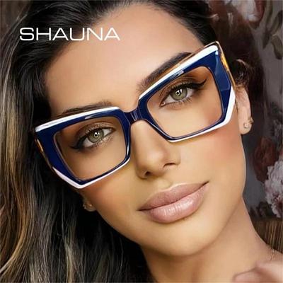 SHAUNA Ins, популярные модные многоцветные многоцветные очки «кошачий глаз», женская прозрачная оправа для очков с защитой от синего света, оптическая мужская оправа