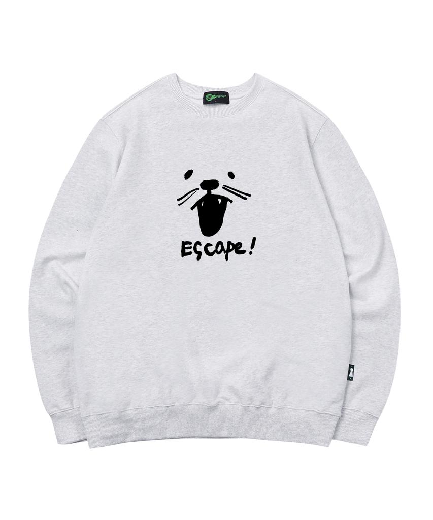 ESCAPEFROM Shouting Cat Print Sweatshirt White Melange