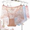 Lace Hollow Out Plus Fat Women's Mid Waist Triangle Pants Sexy Mesh Thin Breathable Cotton Underwear for Women