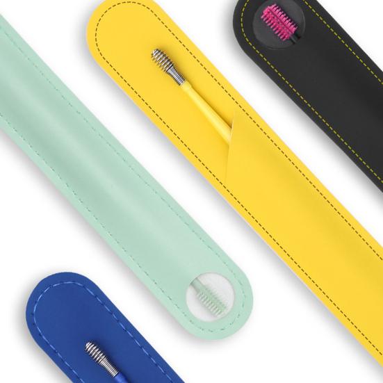 Yousheng Silicone Earwax Remover Set Stainless Steel Ear Picks Double-Head Spiral Brush Head Portable Ear Cleaner with Long Handle Faux Leather Case