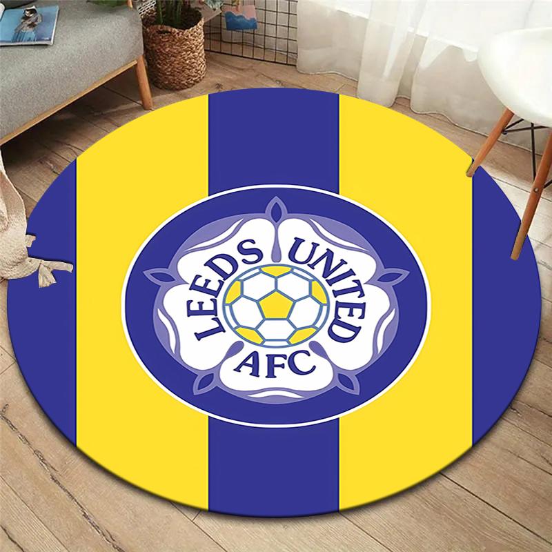 Leeds United Football Club Round Area Rug,Carpet Rug for Living Room Bedroom Sofa Playroom Decor,Non-slip Floor Mat