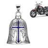 Retro Motorcycle Guardian Bell Punk Style Biker Good Luck Charm Vintage Cross Pendant Bell Men