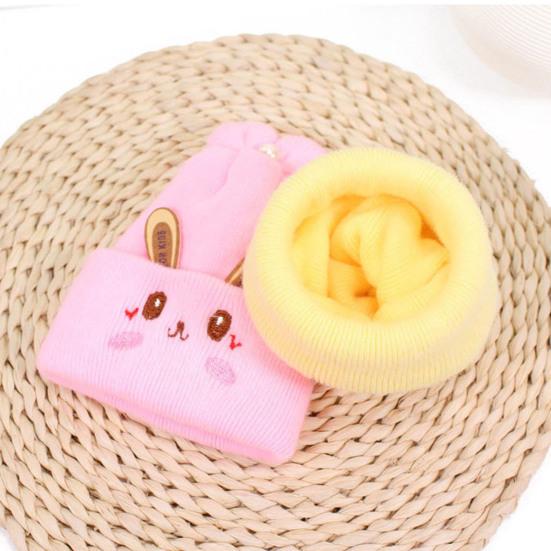 0-6 Месяцев Вязаная Шапка Ушки Кролика Вышивка Лицо Плиссированный Верх Декор Имитацией Жемчуга Эластичная Защита Ушей Более Плотная Осень Зима