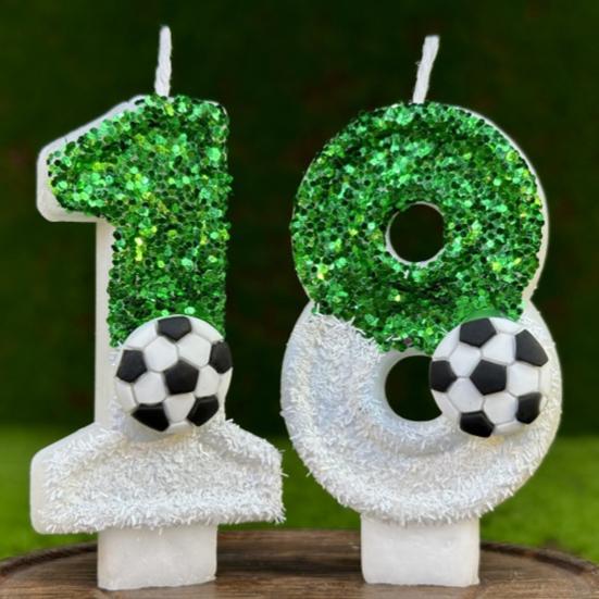 Football Birthday Candle Eco-friendly No Odor Sequins Design Easy To Use Long-Lasting 0-9 Numbers Candle Cake Decoration