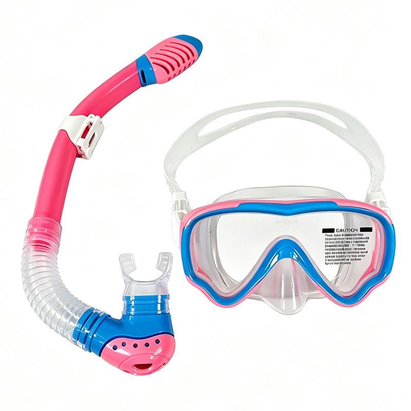 Adult Kids Full-Dry Snorkeling Mask With Tempered Glass Lens Silicone Frame Swimming Freediving