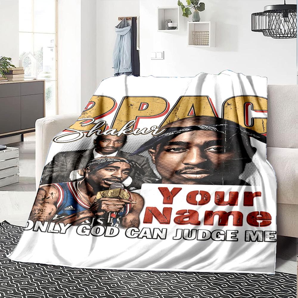 2pac Customize Text Blanket Gift Personalized Blanket Ultra-Soft Perfect for Seaside Sofa Bed Livingroom All-Season Use