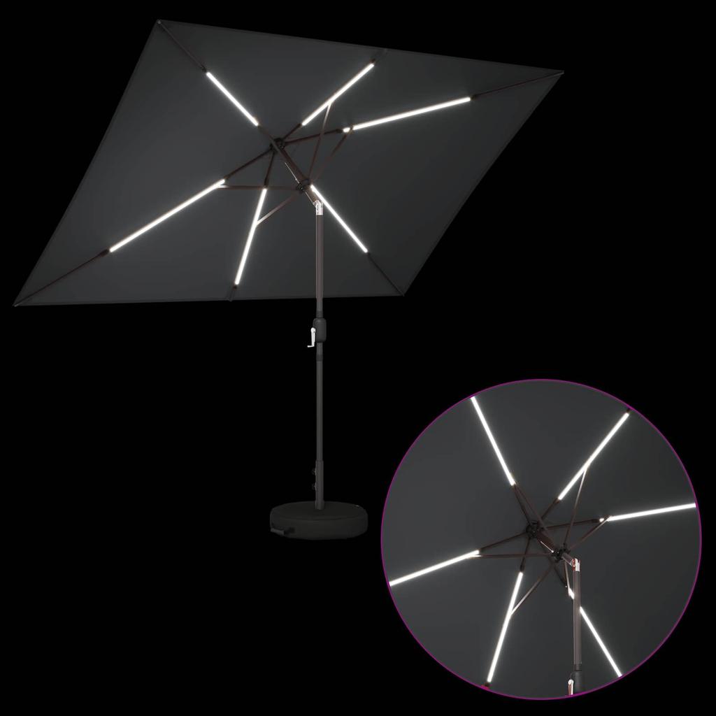 Garden Umbrella with LED Lights and Base 200 x 300 cm