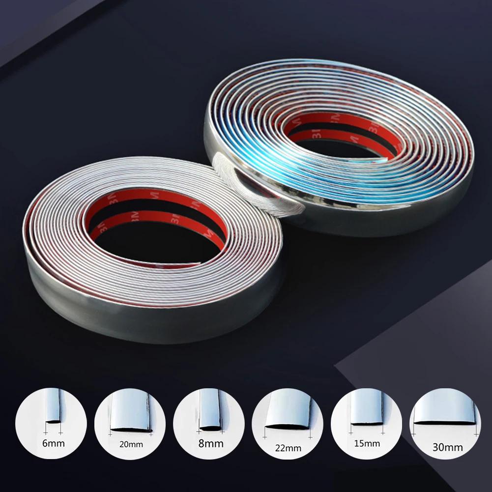 6/8/10/15/20/30 мм универсальная авто самоклеящаяся хромированная полоса для боковой двери молдинг украшение бампер защитная лента отделка автомобиля наклейка