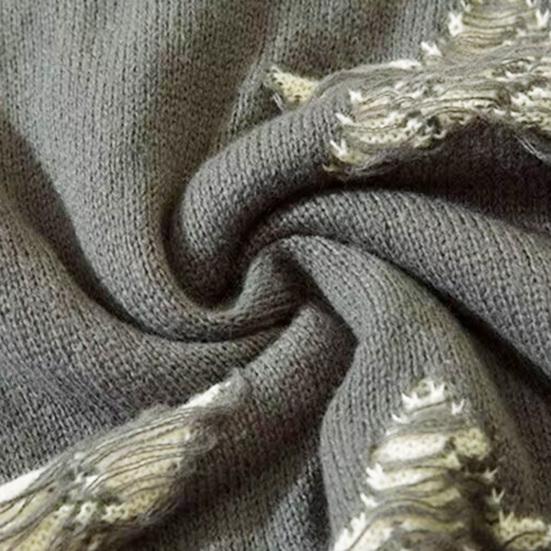 Women Preppy Star Oversized Sweater Loose Fit O-Neck Long Sleeve Pullover Sweater