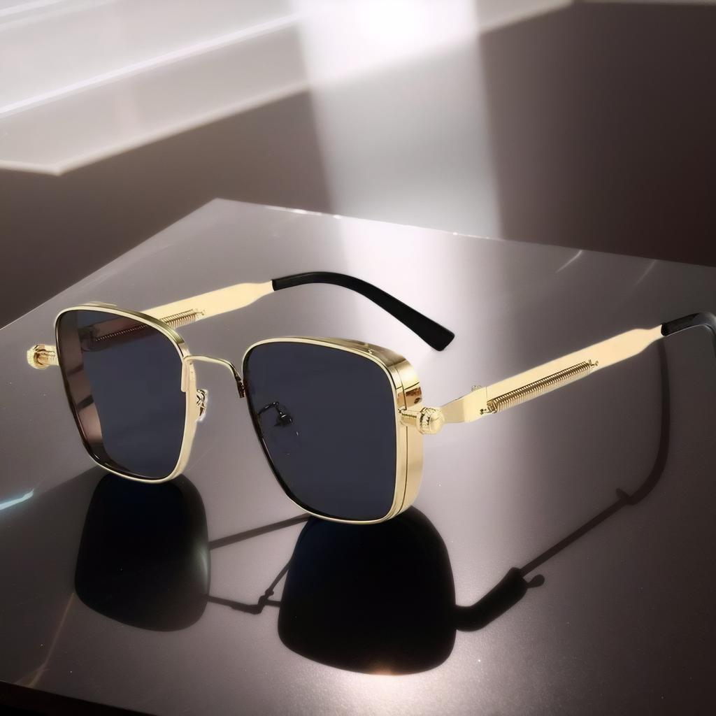 Металлические солнцезащитные очки в стиле стимпанк для мужчин, высококлассные, красивые, для вождения, трендовые, квадратная оправа, защита от УФ-лучей