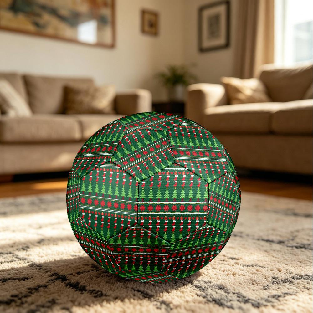 1pc Christmas Knit Size 5 Soccer Ball Professional Match Training Football Indoor &Outdoor Sports Ball Lightweight Durable m6547