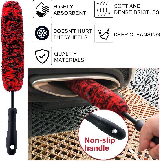 9Pcs Wheel Tire Brush Set - Cleaning Brushes For Wheels, Tires, Rims & Spokes