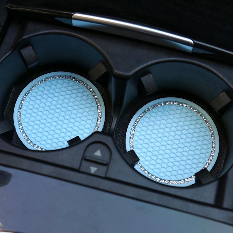 2 шт. Автомобильные подставки под стаканы ПВХ текстура Мягкий клей Портативные Противоскользящие Коврик-держатель для стакана Защита от деформации Комфортное прикосновение Салон автомобиля
