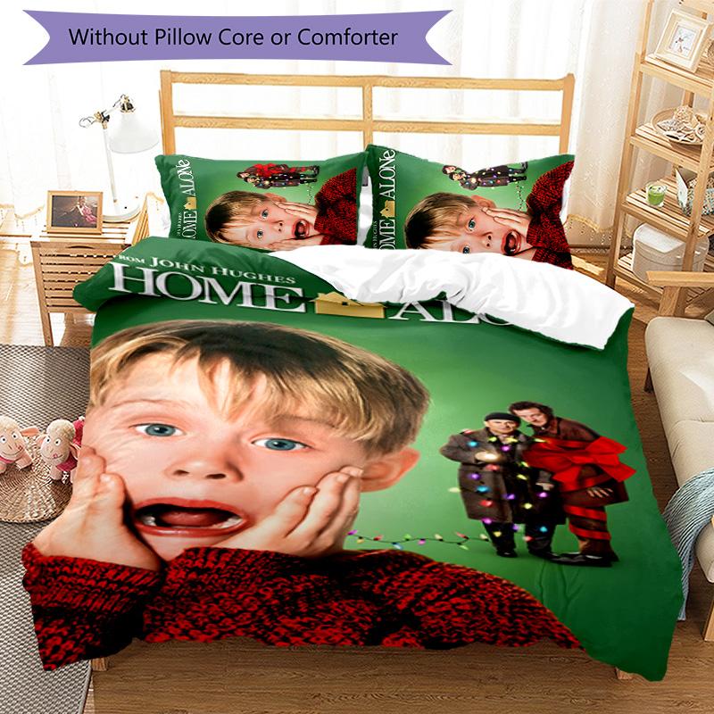 Home Alone 3pcs Bedding Set Duvet Cover Closure Includes 1 Duvet Cover & 2 Pillowcases for All Seasons Bedroom Home Dorm Decor
